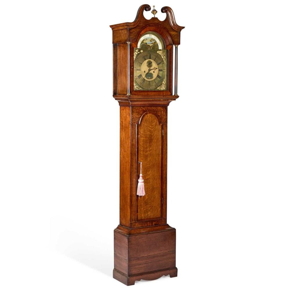 Oak eight-day longcase clock signed F. Massey, Eccleshall