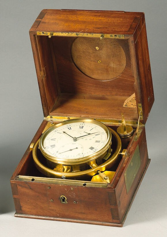 John Arnold & Son eight-day marine chronometer No. 56 in open wooden box