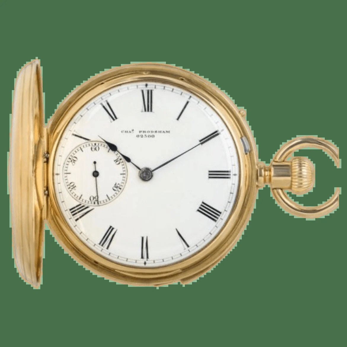 Charles Frodsham 18ct yellow gold minute repeating half-hunter pocket watch showing dial signed Chas Frodsham 02300