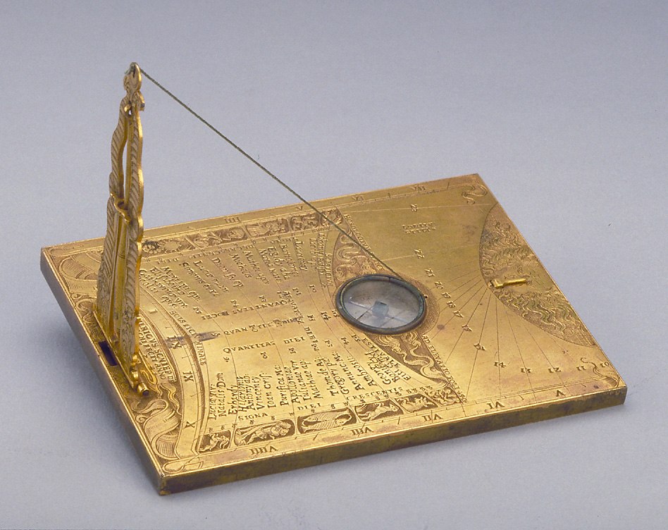 Horizontal dial in gilt brass by Ulrich Schniep, 1572.