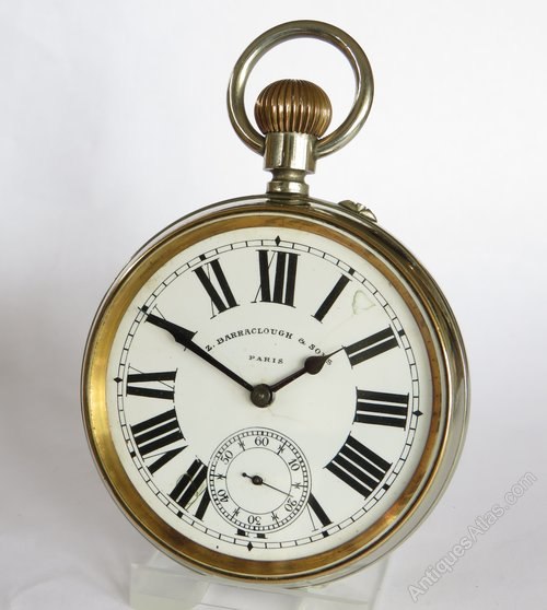 Dial and case view of the Japy Frères goliath pocket watch signed by Z. Barraclough & Sons