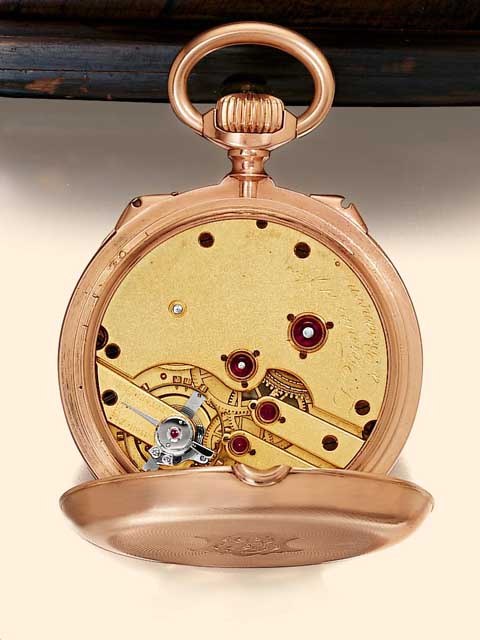 The frosted gilt half-plate movement and open gold cuvette of the L. Fernier & Frères pocket watch.