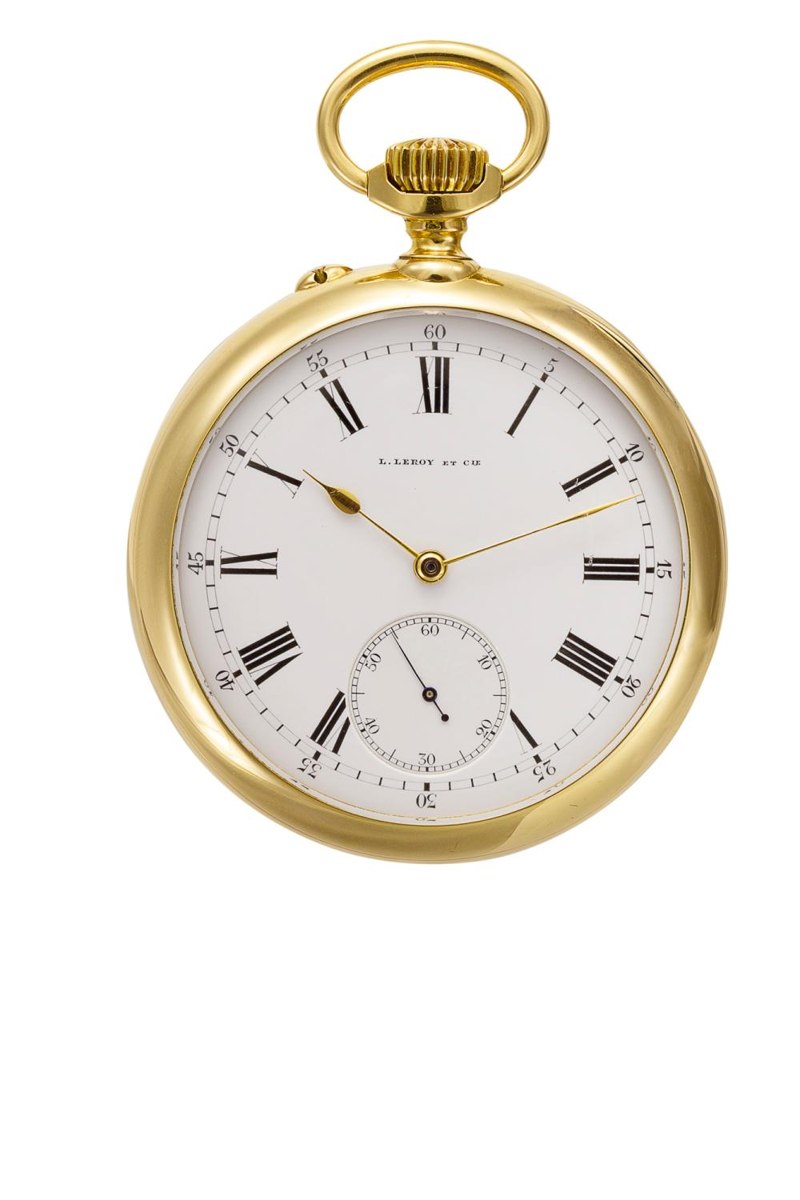 Front view of the L. Leroy & Cie open-face chronometer pocket watch