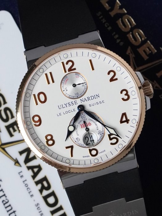 Front view of the Ulysse Nardin Maxi Marine Chronometer 1846 dial and case