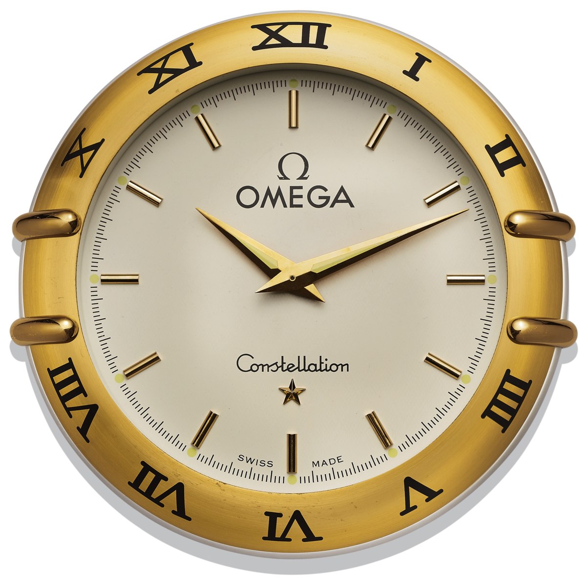 Front view of the Omega Constellation quartz wall clock
