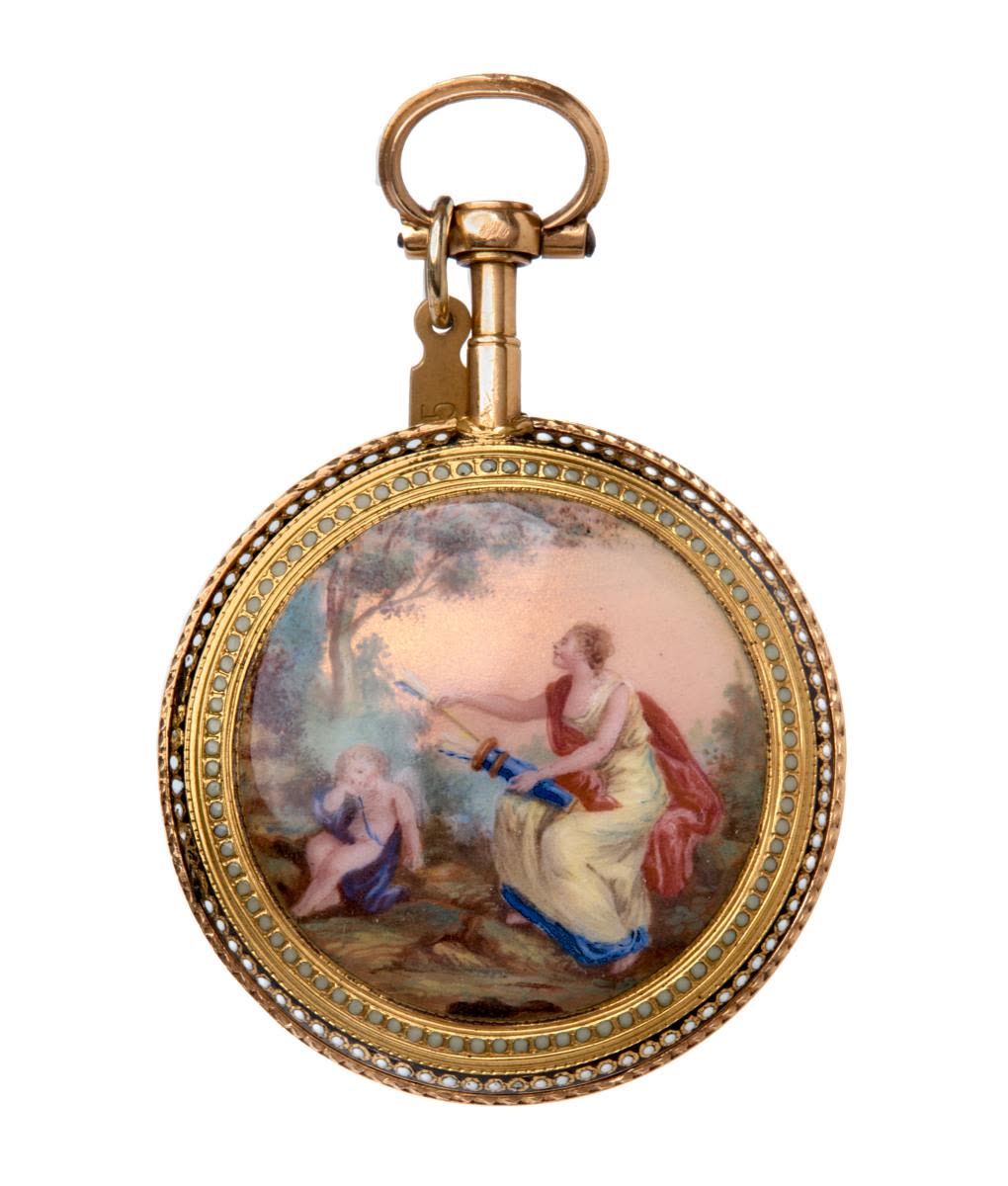 Enameled round watch, AC hallmark on case back (MIH I-115)