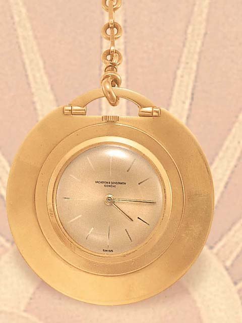 Front view of the Vacheron & Constantin watch with attached Hermès châtelaine.