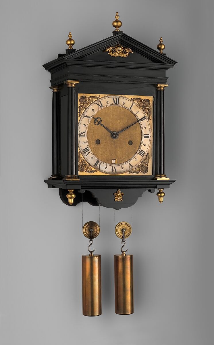 Ahasuerus I Fromanteel hooded wall clock with calendar, ca. 1660–65, The Metropolitan Museum of Art (1974.28.93)