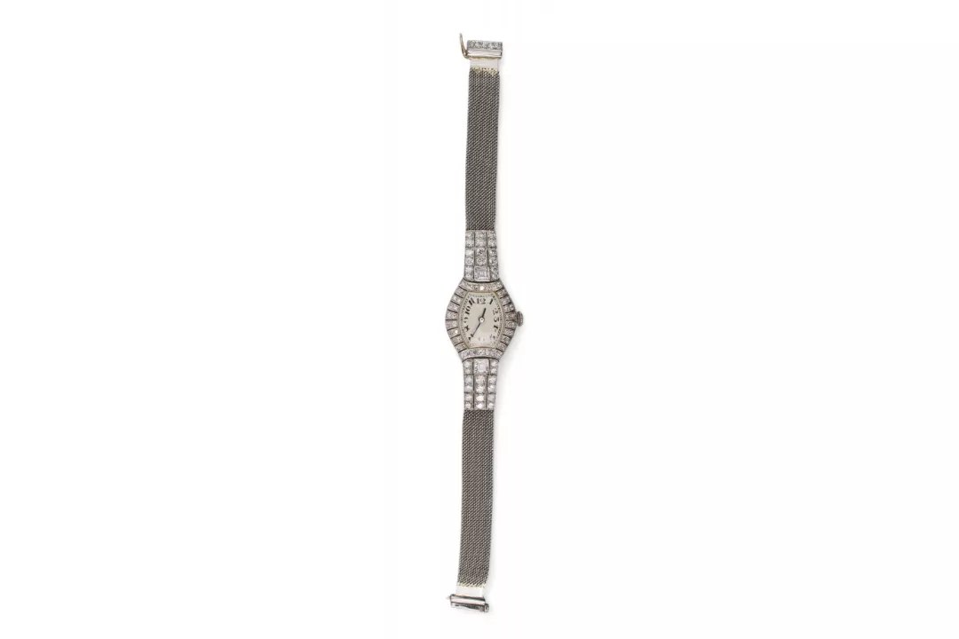 Art Deco diamond-set wristwatch with mesh strap, circa 1925