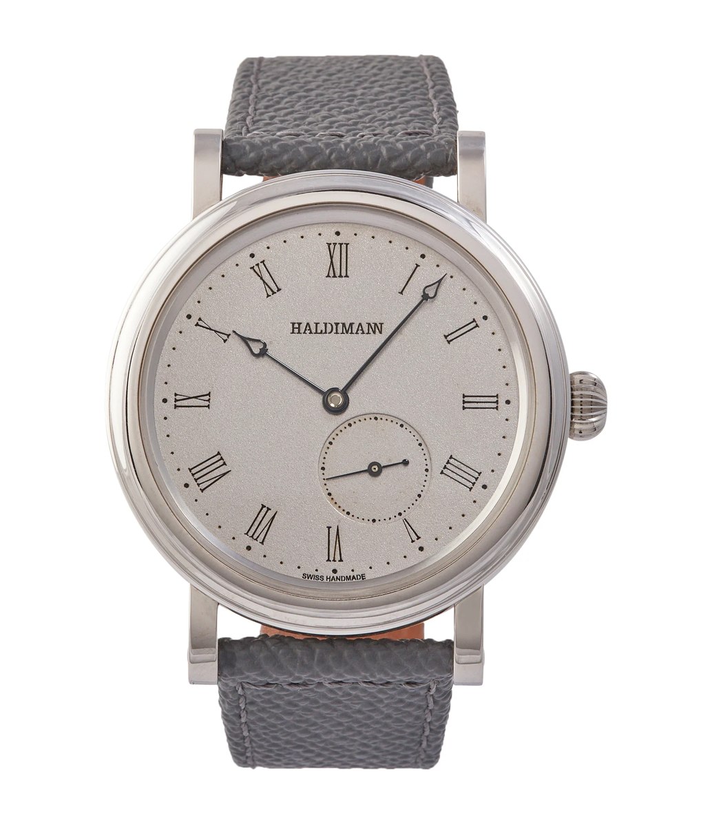 Front view of Haldimann H11 platinum wristwatch
