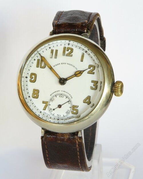 West End Watch Co antique wristwatch with subsidiary seconds dial on leather strap
