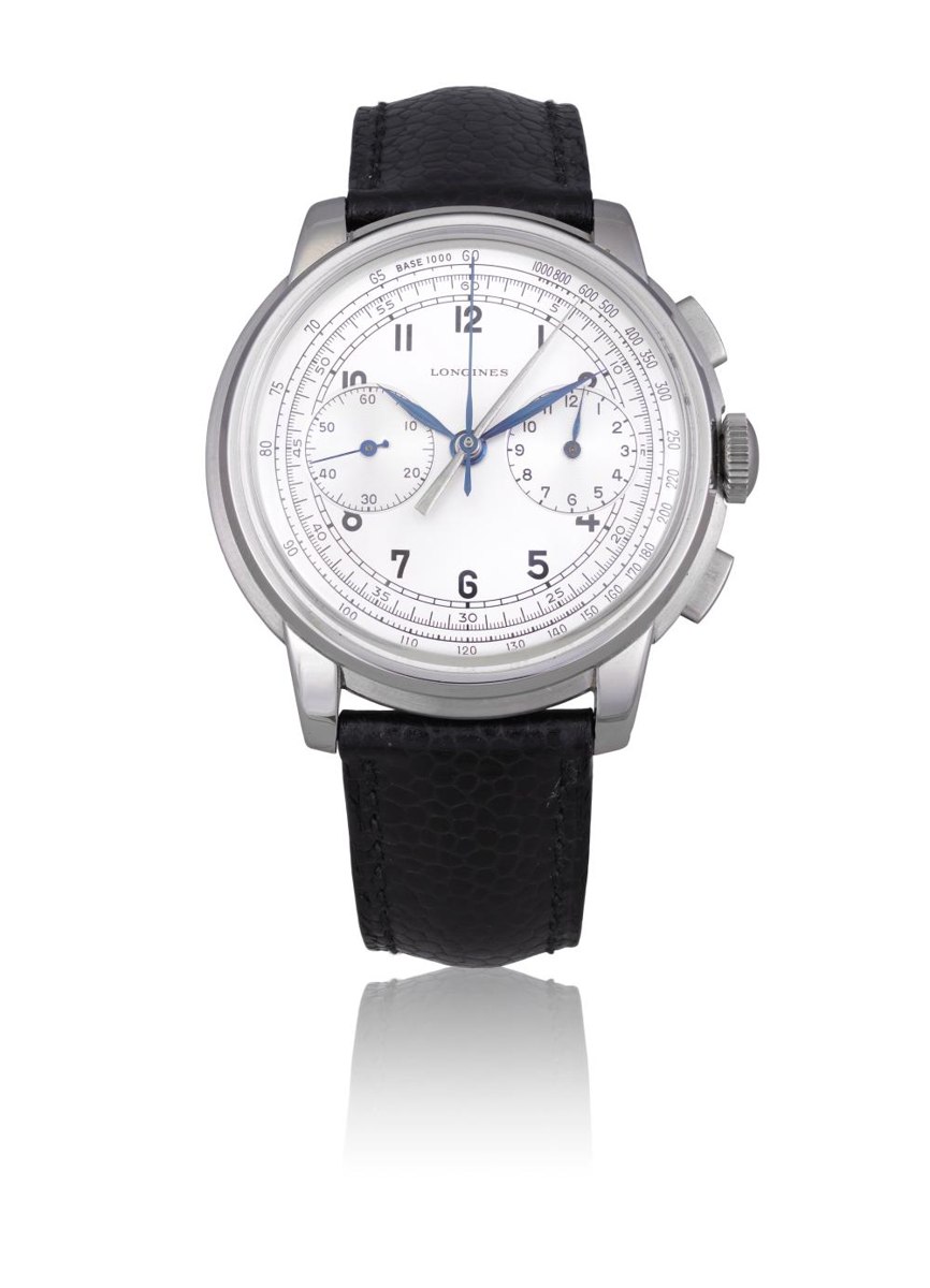 Longines reference 5161 'Sommatore' stainless steel flyback chronograph wristwatch, circa 1946.