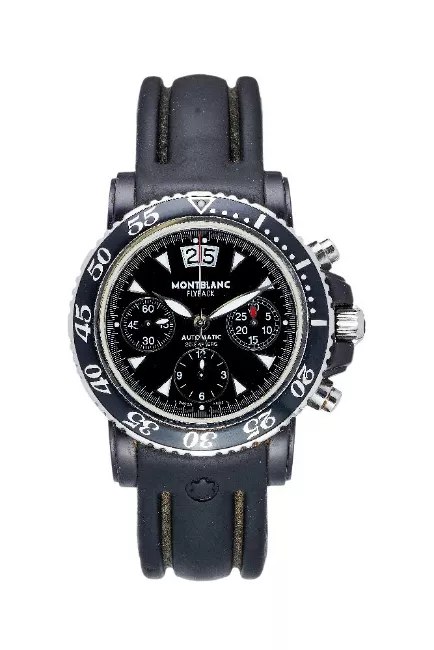 Front view of the Montblanc Sport Collection chronograph wristwatch showing dial, bezel, and rubber strap