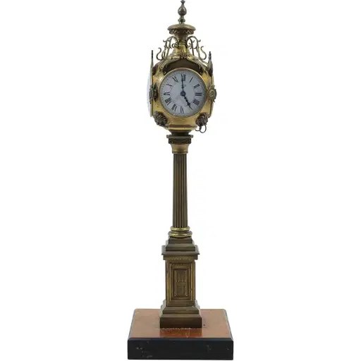 Full view of the KB West Germany brass column tower clock