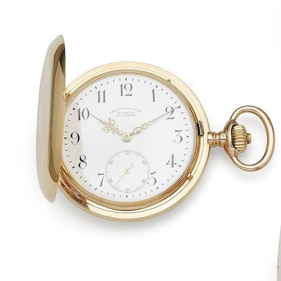 Dial and open front cover view of the Uhrenfabrik-Union full hunter pocket watch