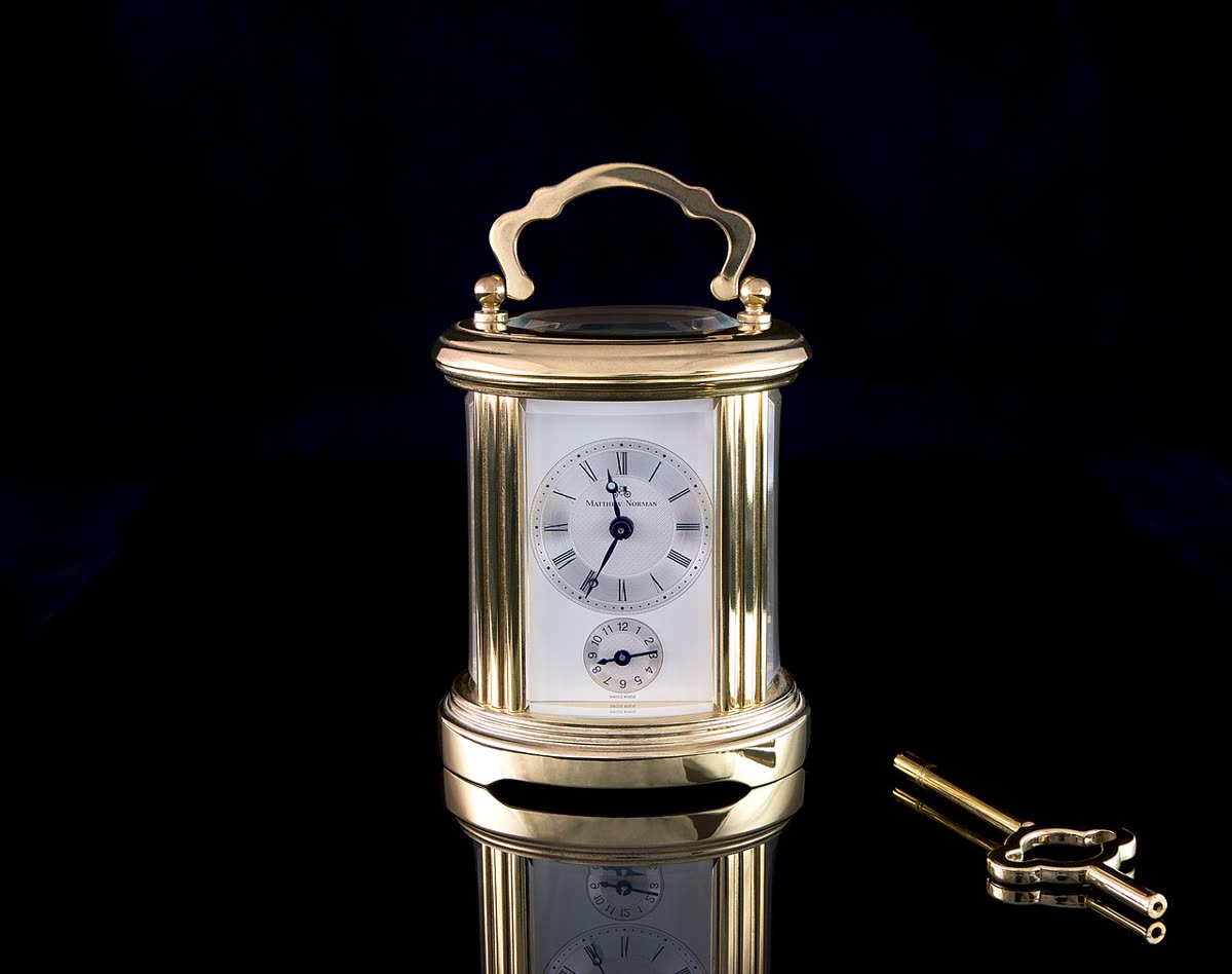 Matthew Norman carriage clock with winding key