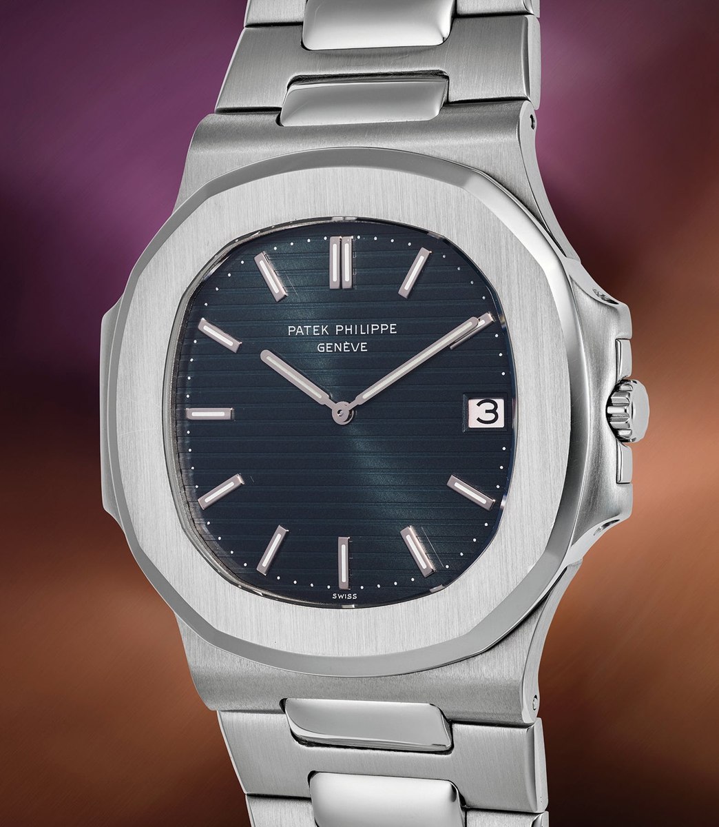 Front view of the Patek Philippe Nautilus Ref. 3700/1A showing the dial, bezel, and integrated bracelet