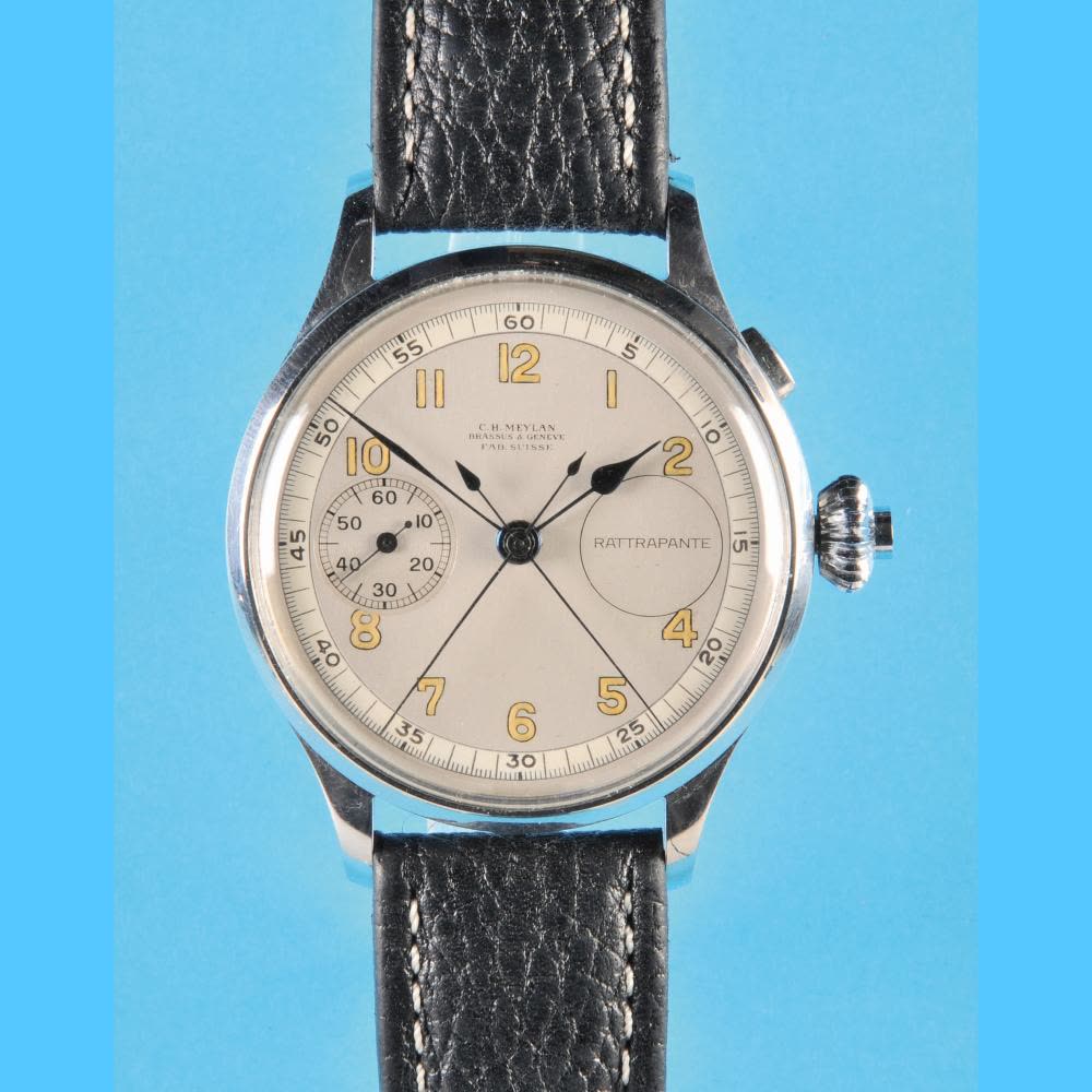 Large wristwatch column wheel chronograph with "Rattrapante" split ...