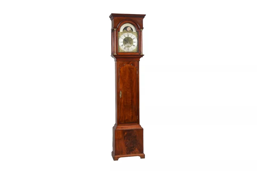 Full view of the George III mahogany longcase clock by Thomas Bullock