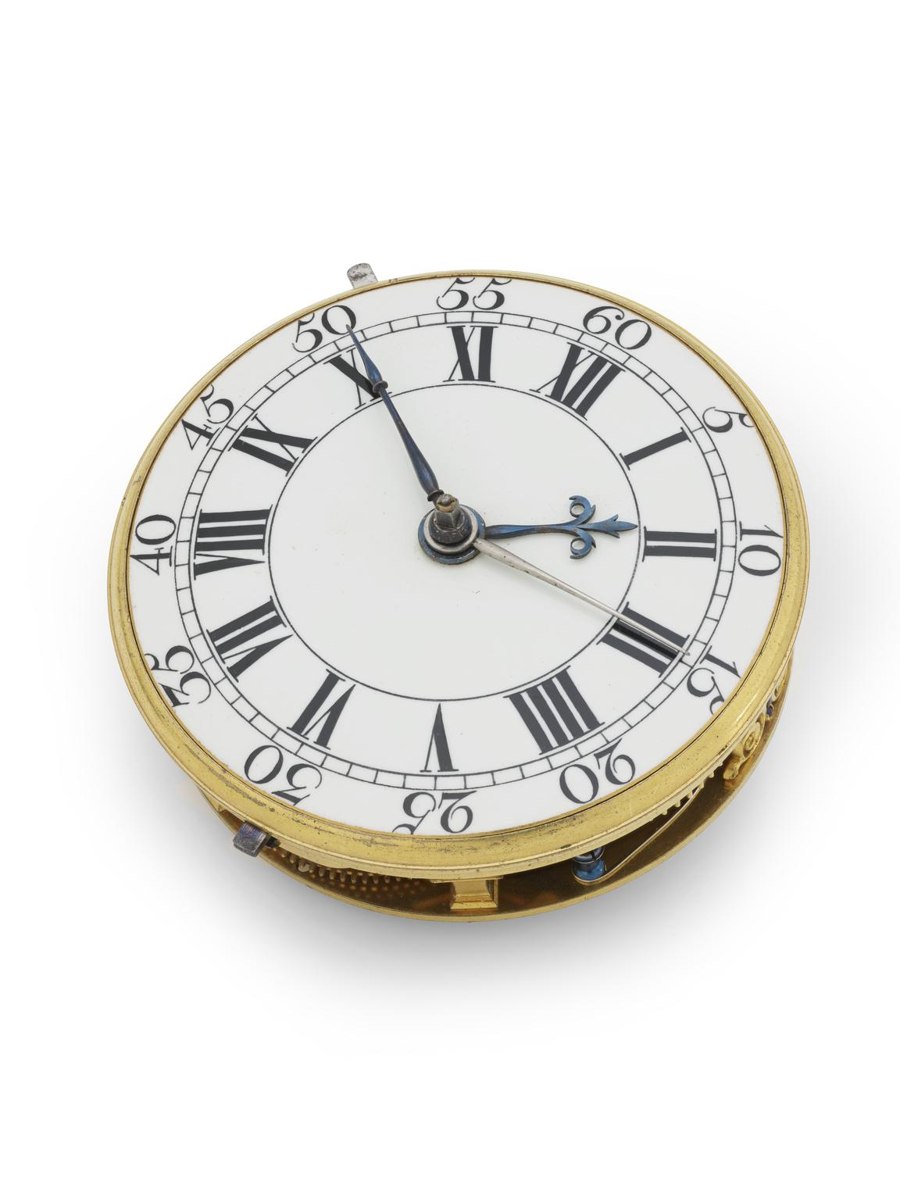 Dial and movement edge view of Thomas Mudge verge watch movement no. 260
