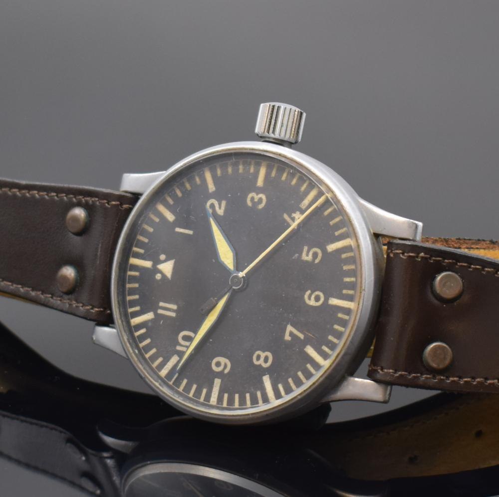 Front view of the Thommen Wempe aviation deck watch showing the black dial and luminous hands.