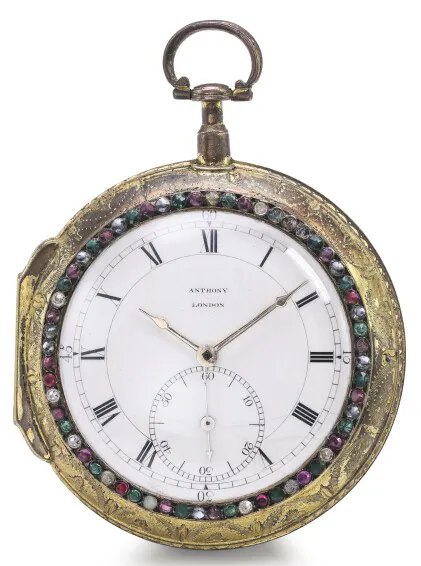 Dial view of the William Anthony open-faced pocket watch No. 1940
