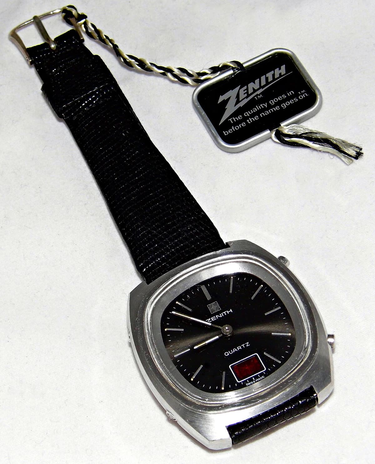 Vintage Zenith Swiss-Made Men's LED Digital Analog Quartz Watch, Original Band, Both Analog and LED Digital Display, Circa 1970s (16495356968)