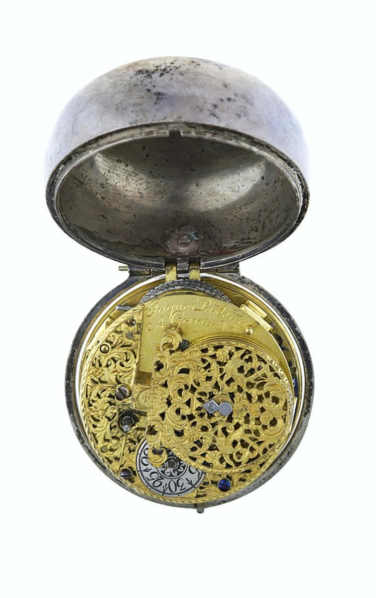 Silver pocket watch with movement signed ‘JAQUES PASTEUR A GENEVE’. Circa 1750. 2 brass hands (MIH I-41)