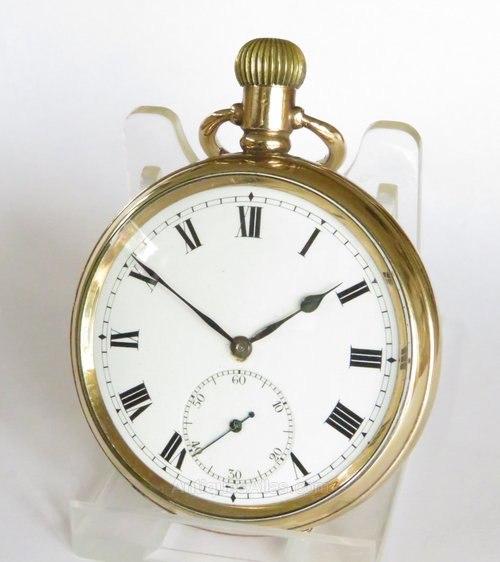 Dial and case front of the Rotherham & Sons 1930s open-face pocket watch