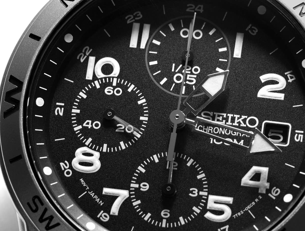 Black Seiko watch close-up