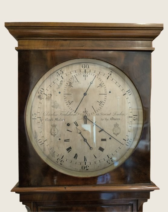 Hood and silvered regulator dial of the Charles Frodsham astronomical clock