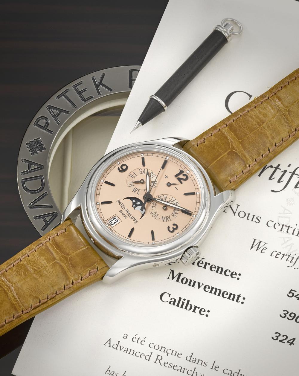Patek Philippe Advanced Research Annual Calendar Ref. 5450P-001 with its accompanying documentation.