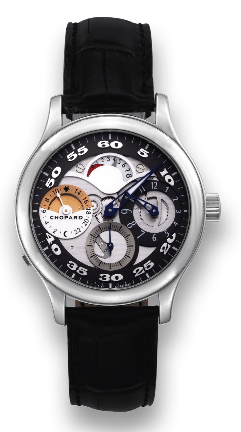 Front view of the Chopard L.U.C Chronometer Regulator wristwatch.