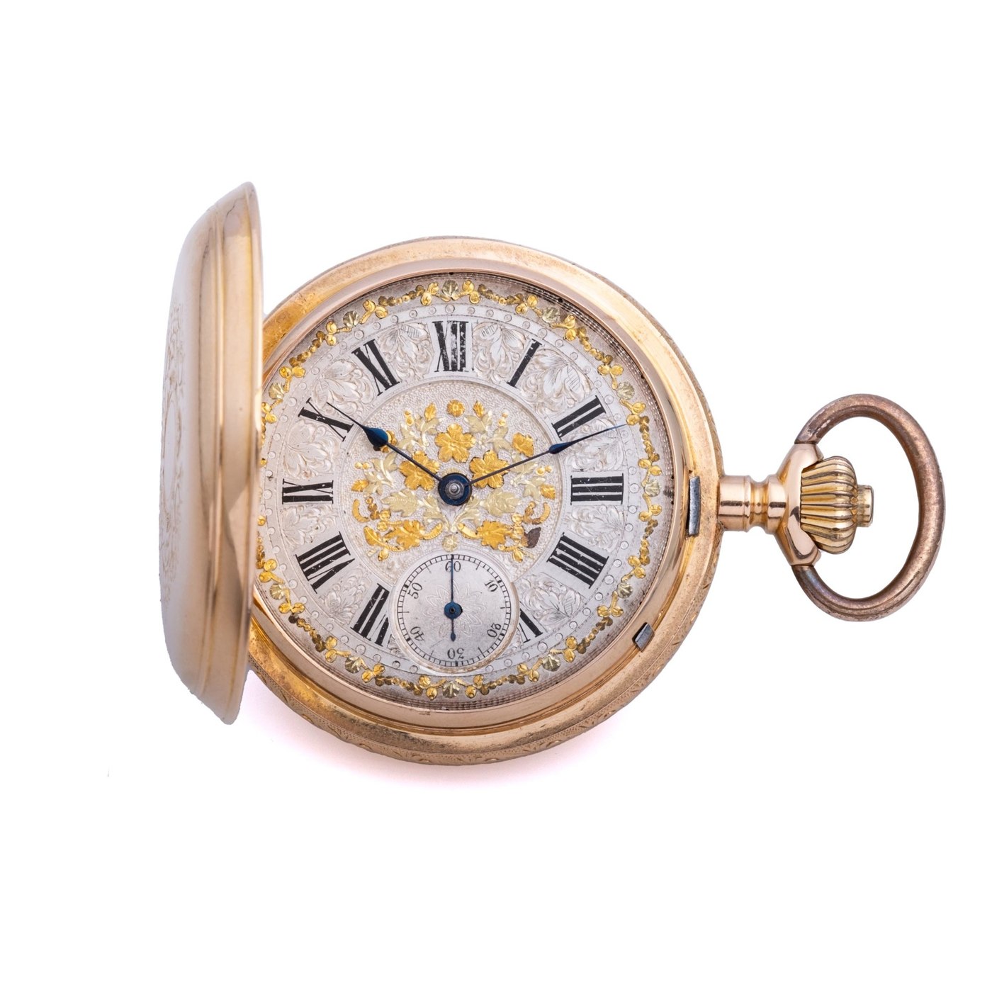 Movement view of the Hoff & Fils chronometer showing the pivoted detent escapement and blue-tempered spherical balance spring.