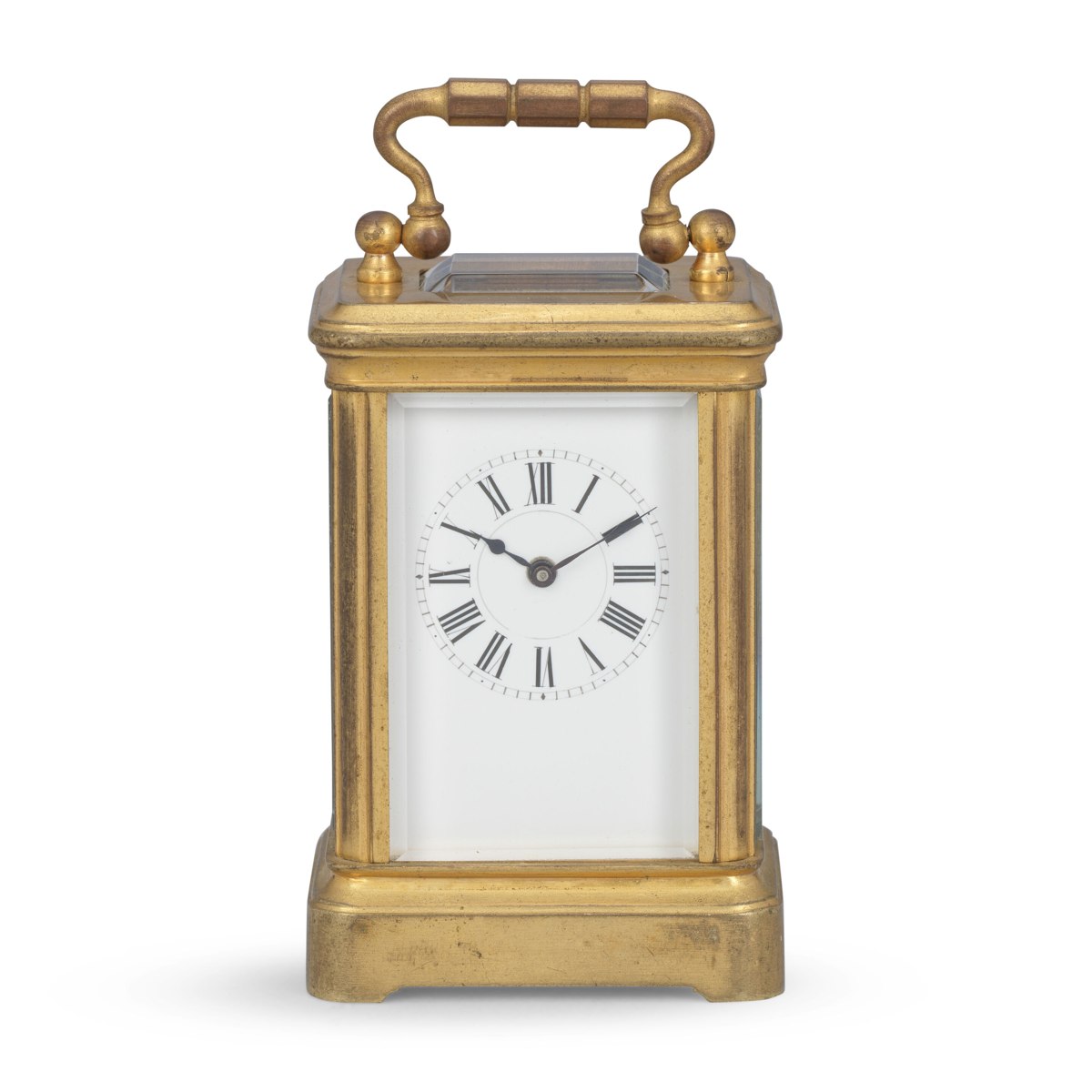 Front view of the Henri Jacot miniature carriage clock timepiece
