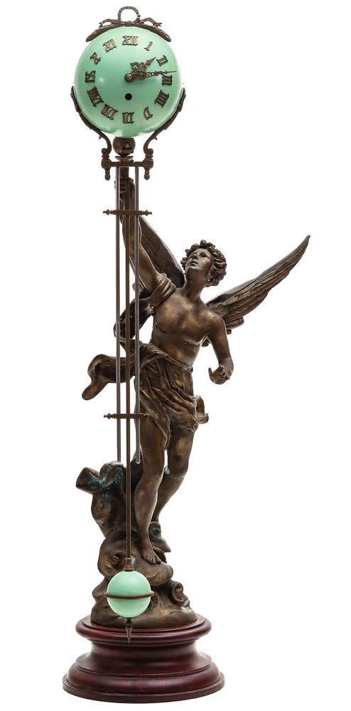 Antique winged figure mystery clock with Bonnet and Pottier movement