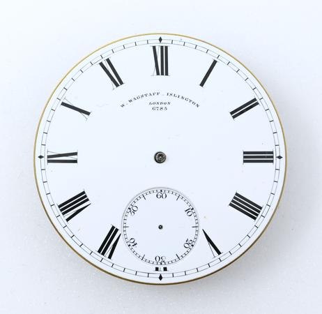 Dial view of watch movement ébauche registration 1991,1201.4