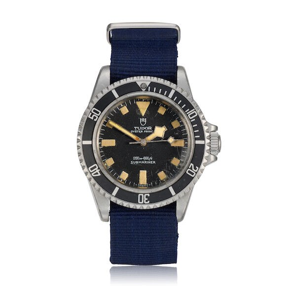 Tudor Oyster Prince Submariner 'Snowflake' Ref. 7016/0 on a blue fabric strap