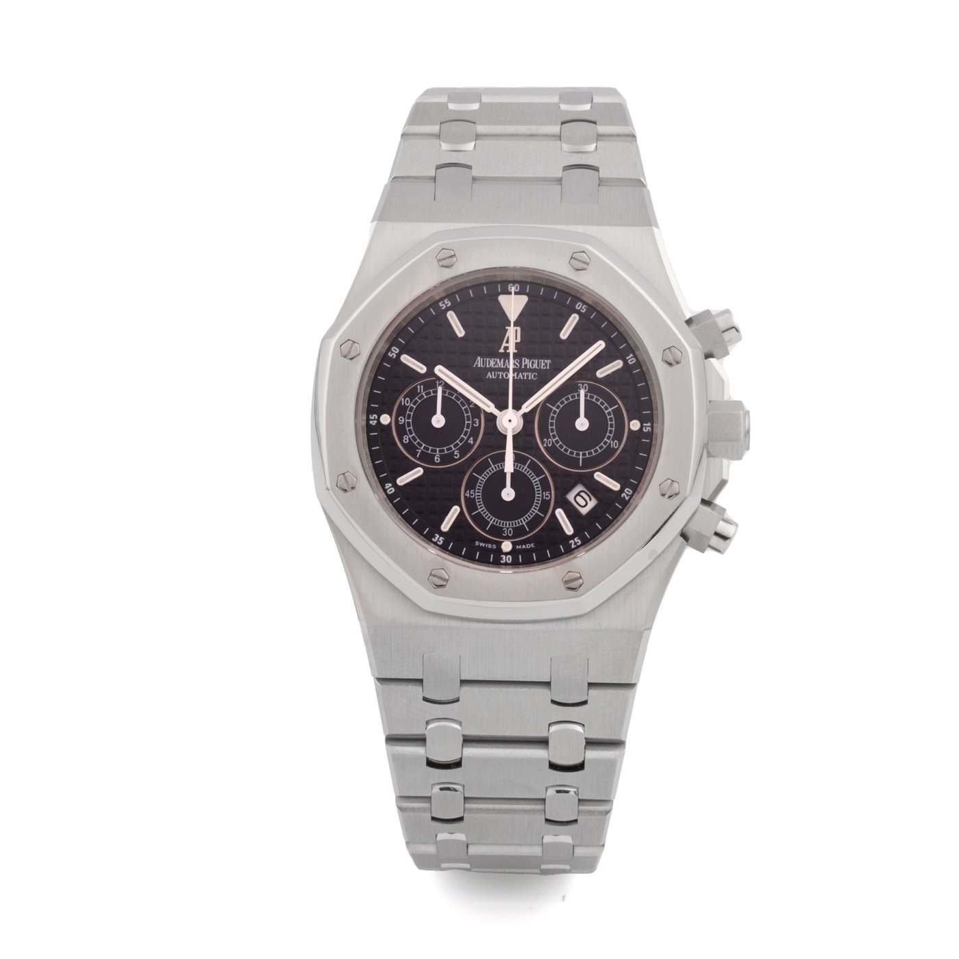 Frontal view of the Audemars Piguet Royal Oak Chronograph ref. 25860ST.
