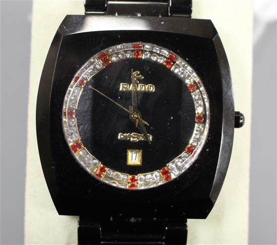 Front view of the Rado DiaStar Jubilé wristwatch showing the paste-set dial
