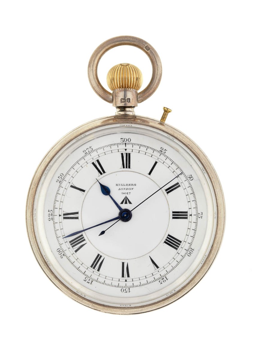 Victor Kullberg silver open-face deck watch No. 9017, circa 1915.