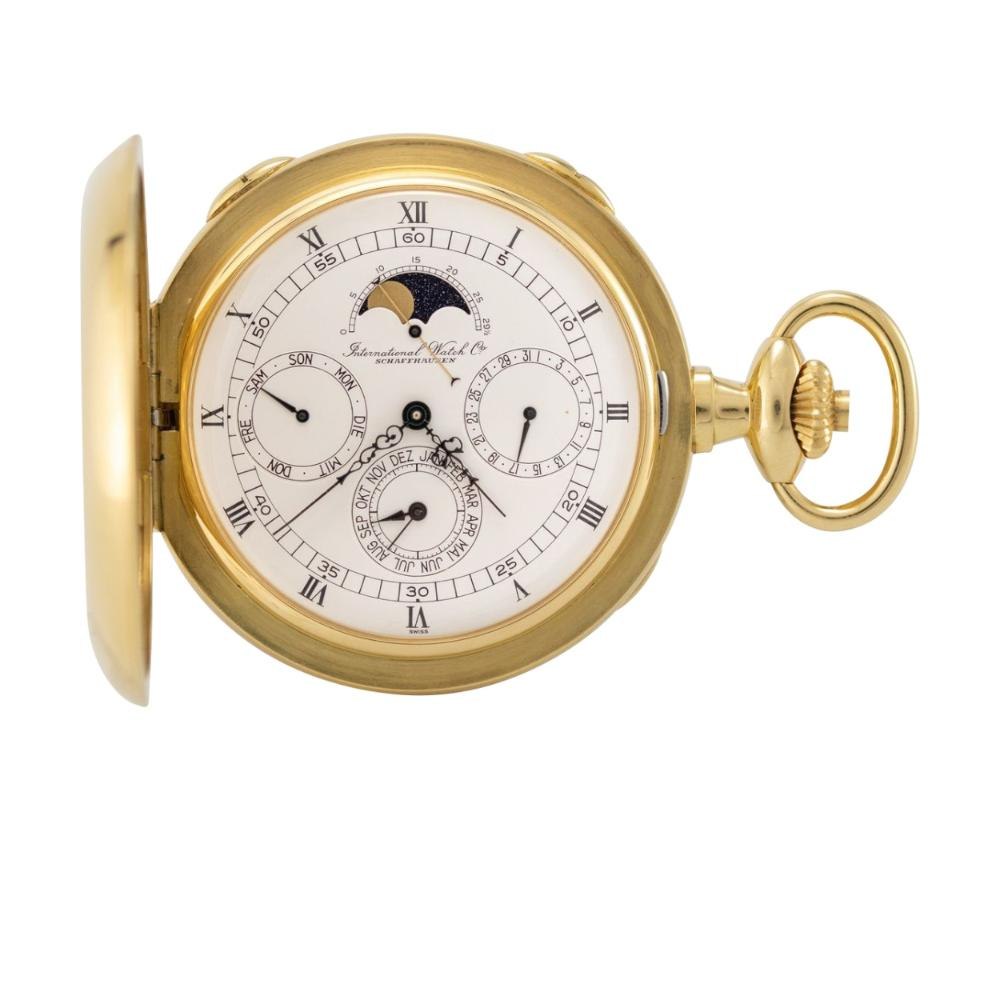 Dial and open front cover of the IWC Ref. 5450 calendar pocket watch