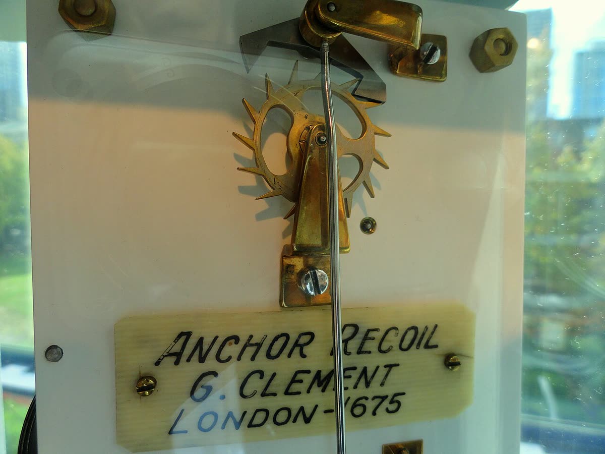 1675 anchor recoil escapement, G. Clement, London - Franklin Institute - DSC06665