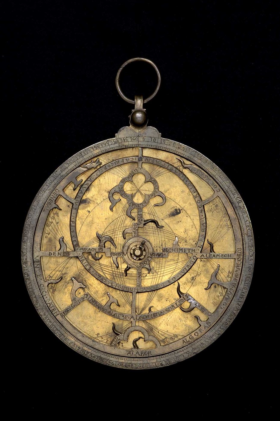 Astrolabe with rete and mater, showing the zoomorphic dragon on the Tropic of Capricorn.