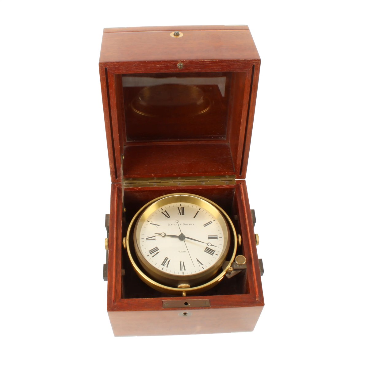 Matthew Norman quartz marine chronometer in a mahogany case
