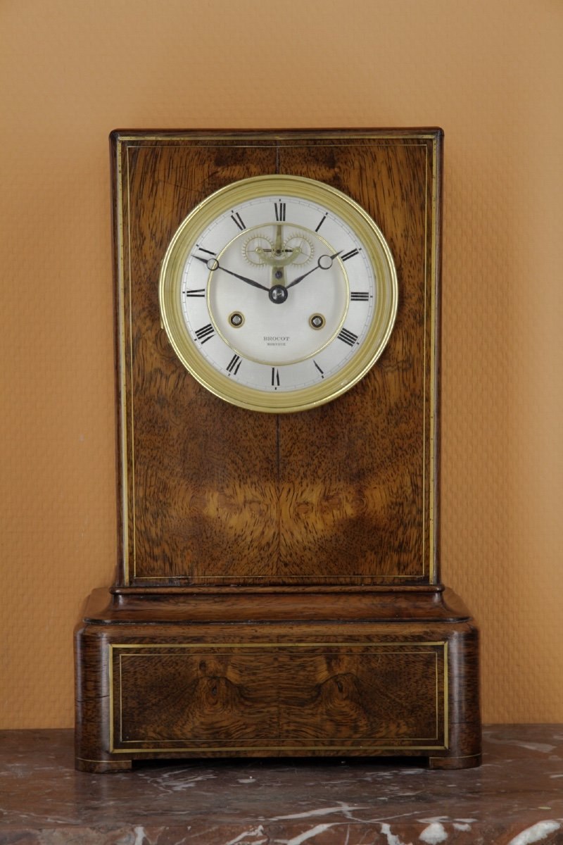 Front full view of the Louis-Achille Brocot rosewood veneered mantel clock