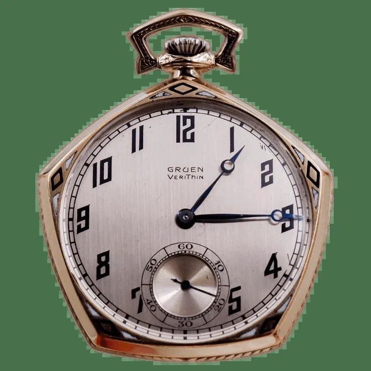 Gruen Yellow Gold Filled Art Deco Pocket Watch