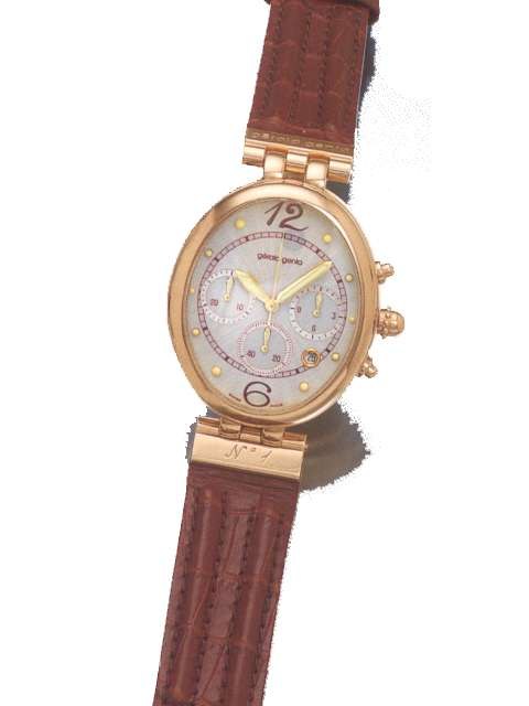 The Gérald Genta Reference GGM59, No. 1, shown with its brown crocodile strap.