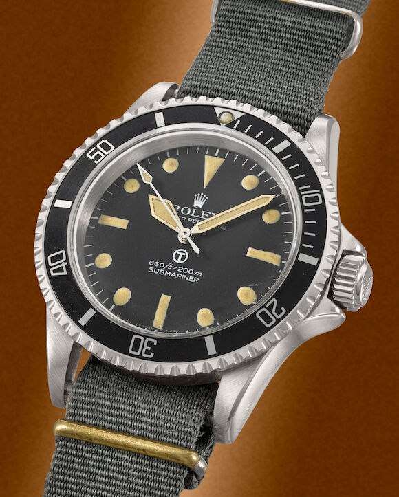 Rolex Military Submariner reference 5513 on a grey fabric strap