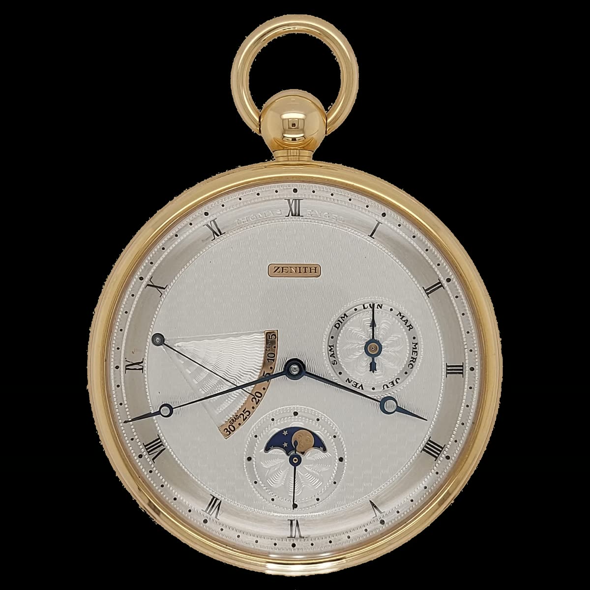 18kt Rose Zenith Pocket Watch Thomas Engel with Box & Papers – 1984